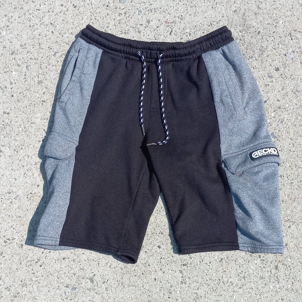 Ecko Unltd Sweat Shorts Color-block Black Gray Drawstring (M) Thread Collective